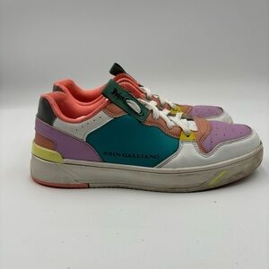 John Galliano Women’s 40 Paris Leather Multicolor Lace Up Sneakers